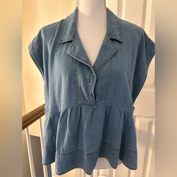 Anthropologie Pilcro Sailor Denim Babydoll Blouse NWT! - Picture 11 of 14